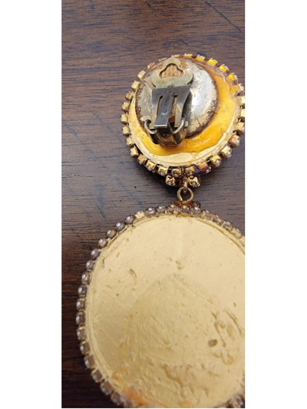 Vintage Faux Pearl Rhinestone Rope Swirl Clip On Statement Earrings Gold Tone